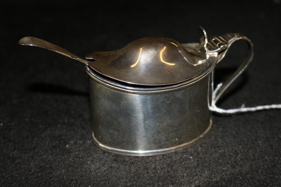 Scottish George III silver oval mustard, of plain form, Edinburgh, John McDonald, c 1795 with associated spoon